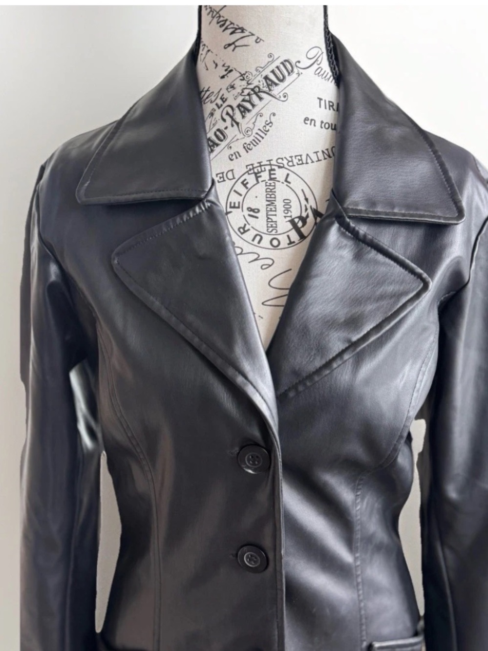 B.B. Dakota Black Faux Leather Trench Coat Women’s S Y2K Matrix Goth Longline